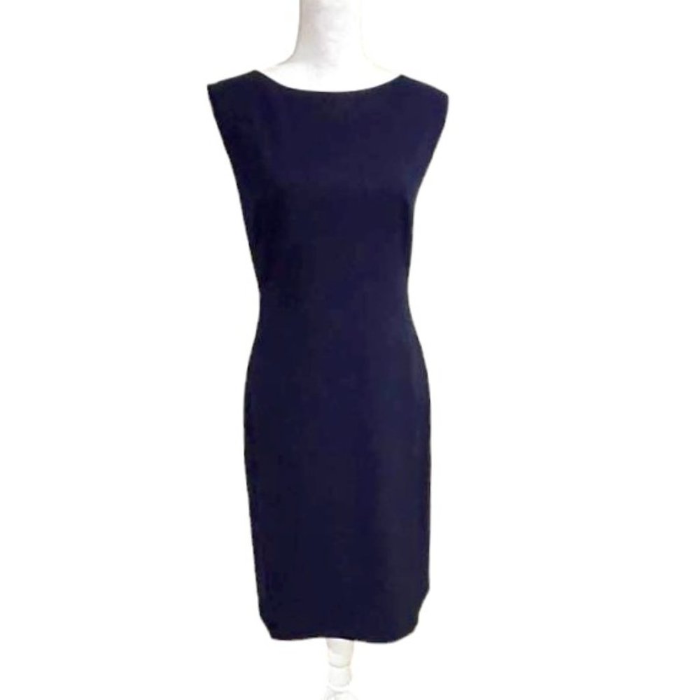 Roeyshouse Navy Sleeveless Midi Career Office Classic Shift Sheath Dress…